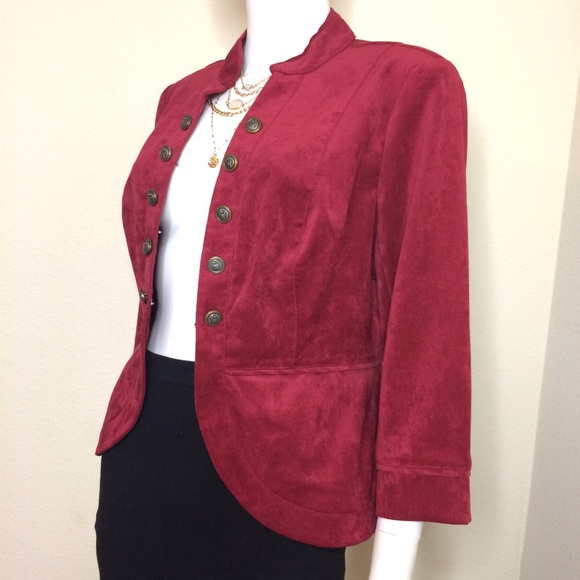 Vintage blazer jacket cropped wine top fitted - Picture 6 of 8